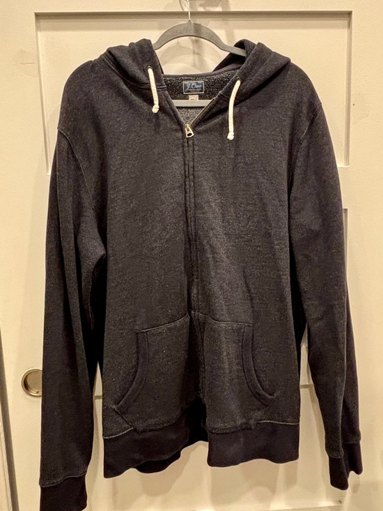 J. Crew Other - J. Crew Men's Muted Navy Vintage Fleece Zip-Up Hoodie XLT